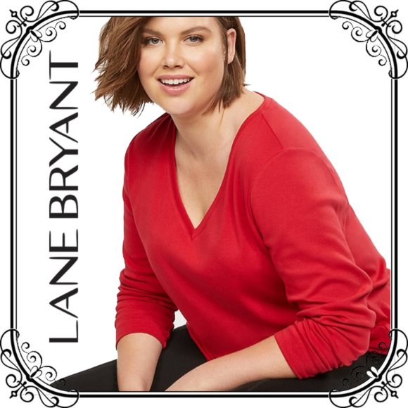 Lane Bryant Tops - Lane Bryant Red v-neck longsleeve shirt/t-shirt